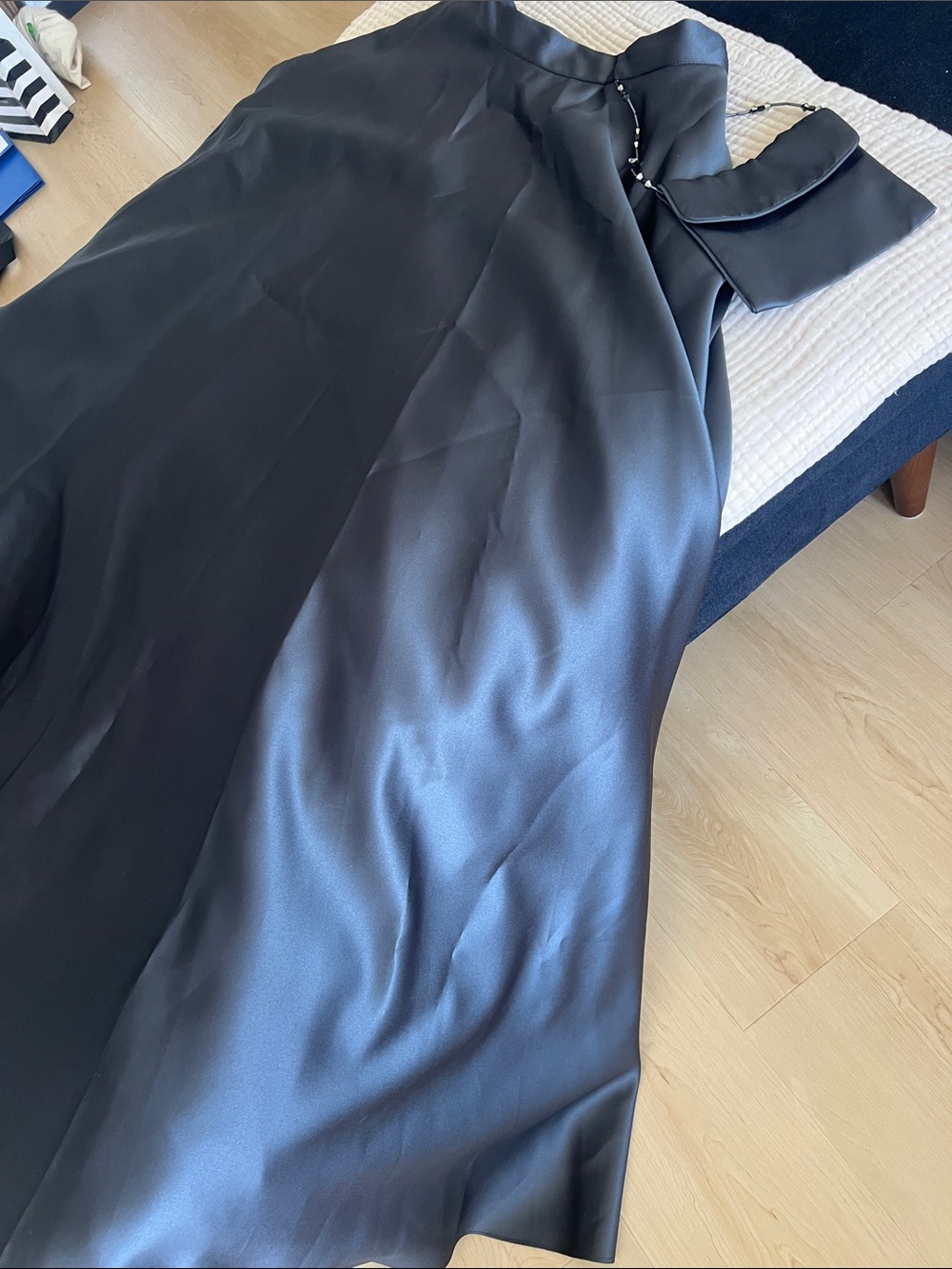 ABS Schwartz Dramatic Grey Satin Skirt